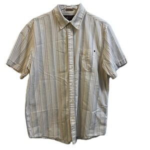 Ruff Hewn Short Sleeve Button Down Shirt Cream Large